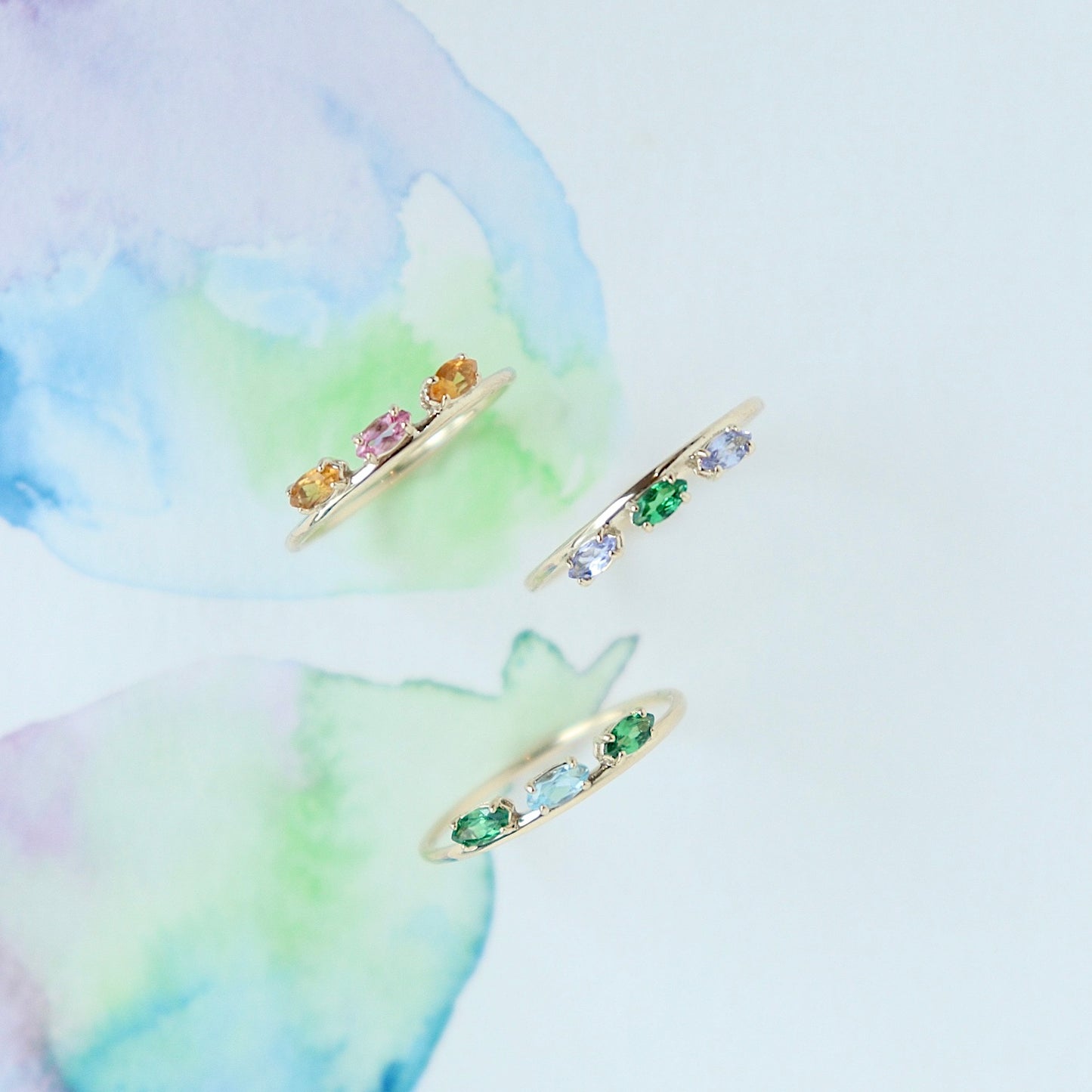 HA Ring サンツブタイラ/Green Garnet , Blue Topaz