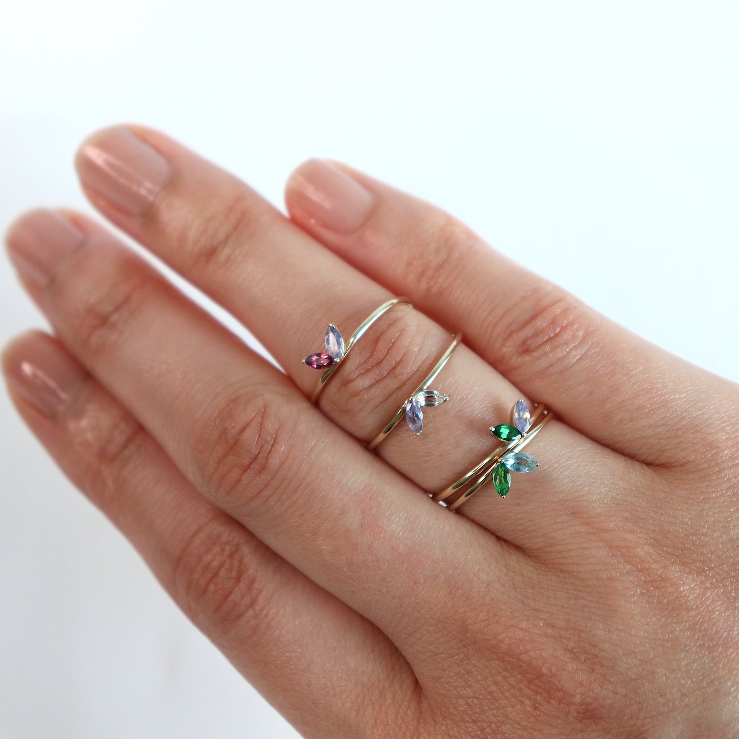 HA Ring フタツブLR n/Pink Tourmaline , Tanzanite