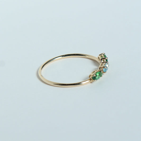 HA Ring サンツブタイラ/Green Garnet , Blue Topaz
