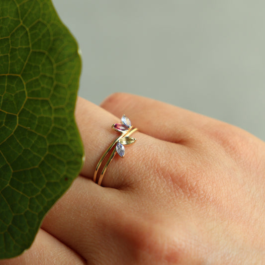 HA Ring フタツブLR n/Pink Tourmaline , Tanzanite
