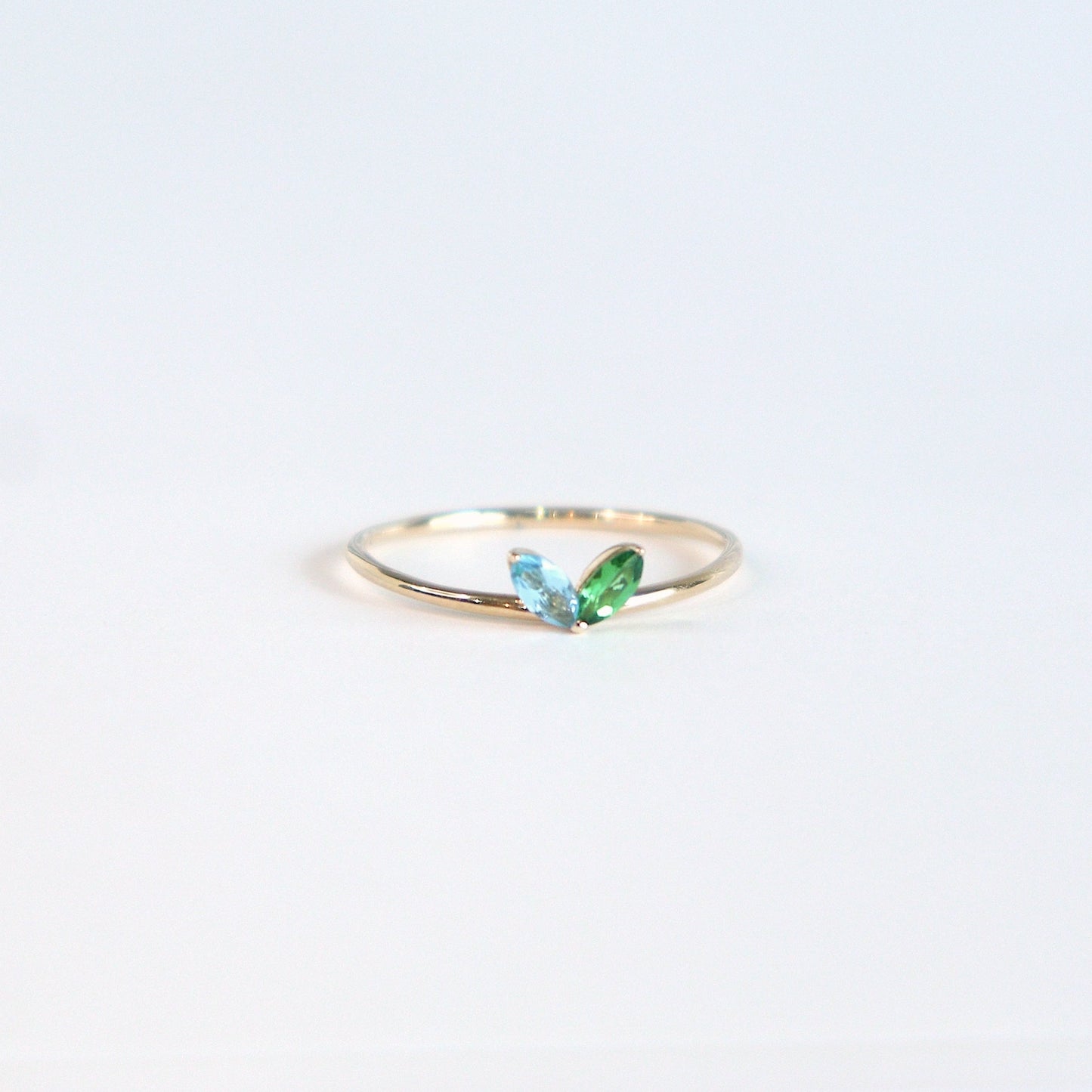 HA Ring フタツブLR n/Blue Topaz , Green Garnet