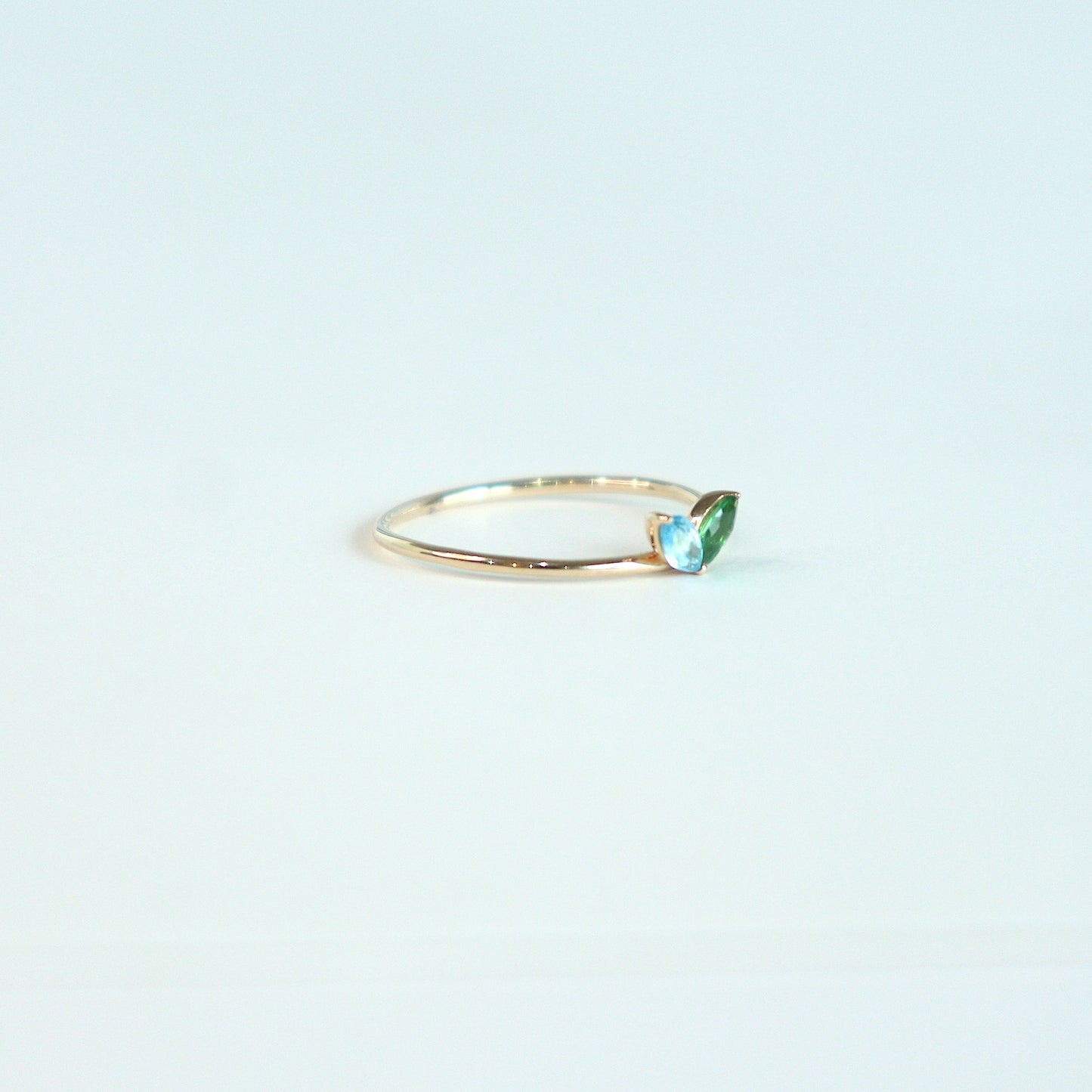 HA Ring フタツブLR n/Blue Topaz , Green Garnet