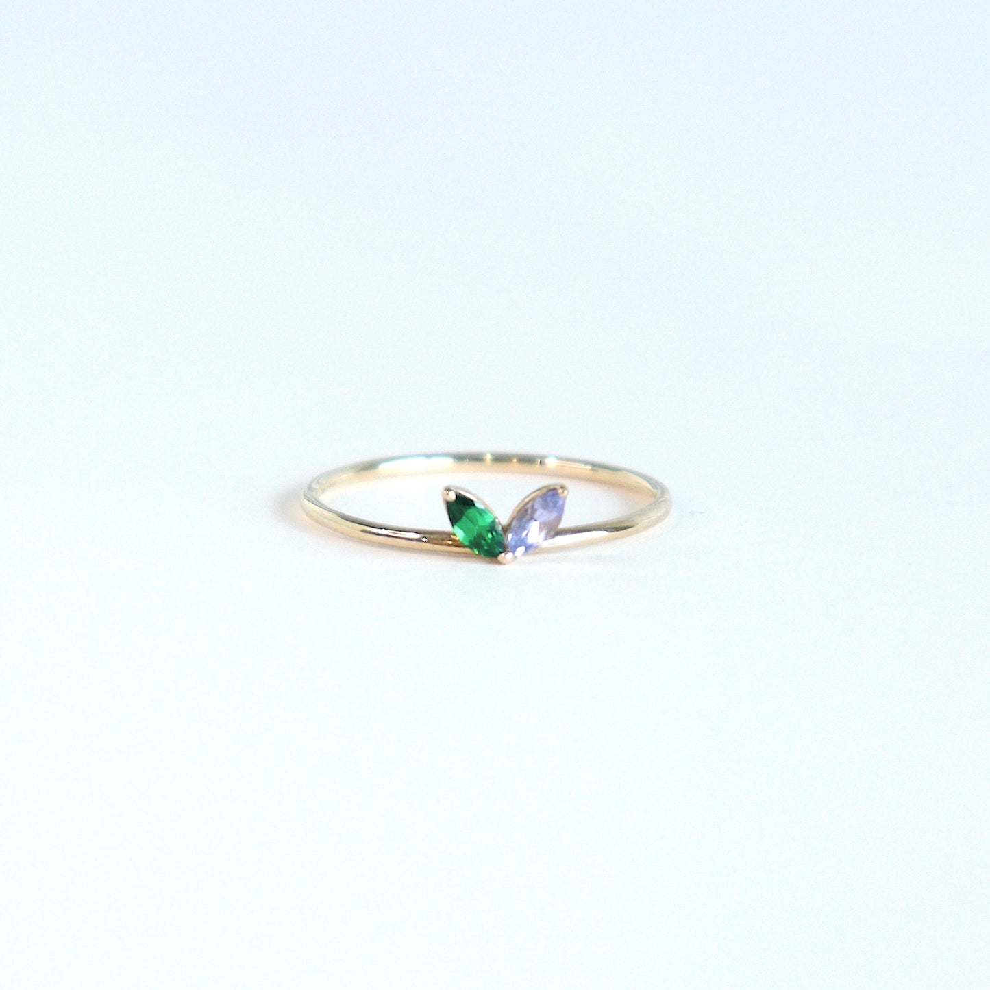 HA Ring Futatsubu /Green Garnet , Tanzanite