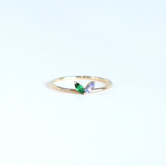 HA Ring フタツブLR n/Green Garnet , Tanzanite