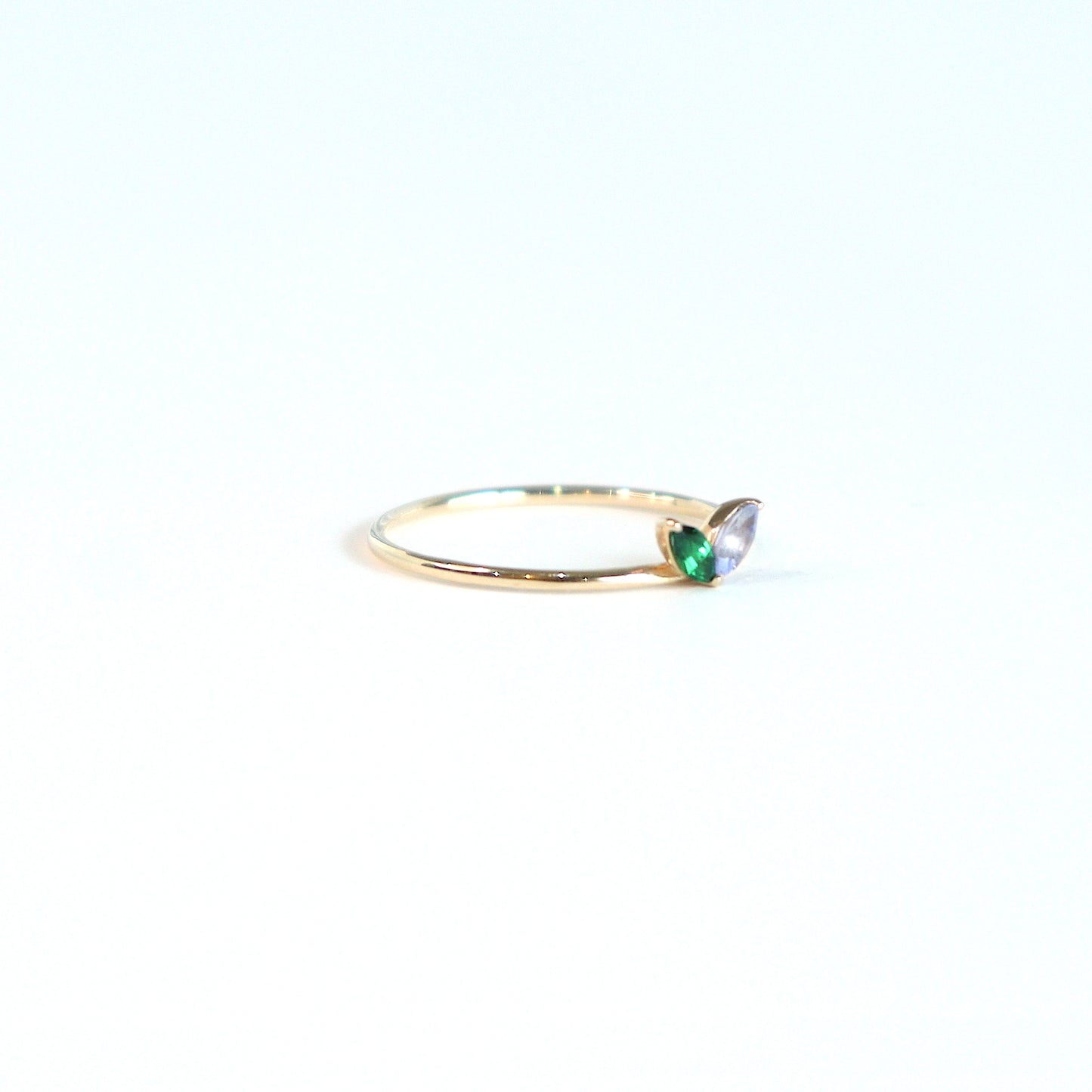 HA Ring Futatsubu /Green Garnet , Tanzanite