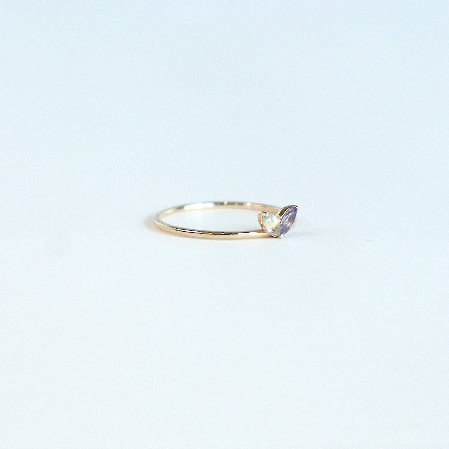 HA Ring フタツブLR n/Lemon Quartz , Tanzanite