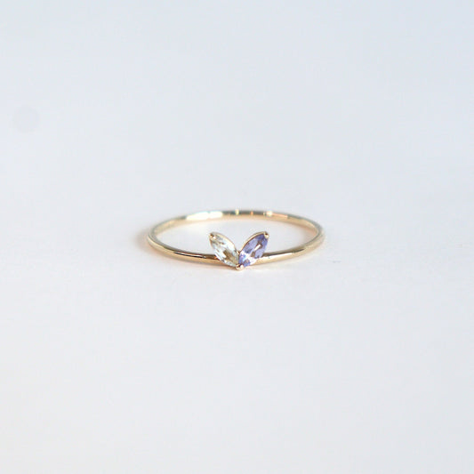 HA Ring フタツブLR n/Lemon Quartz , Tanzanite