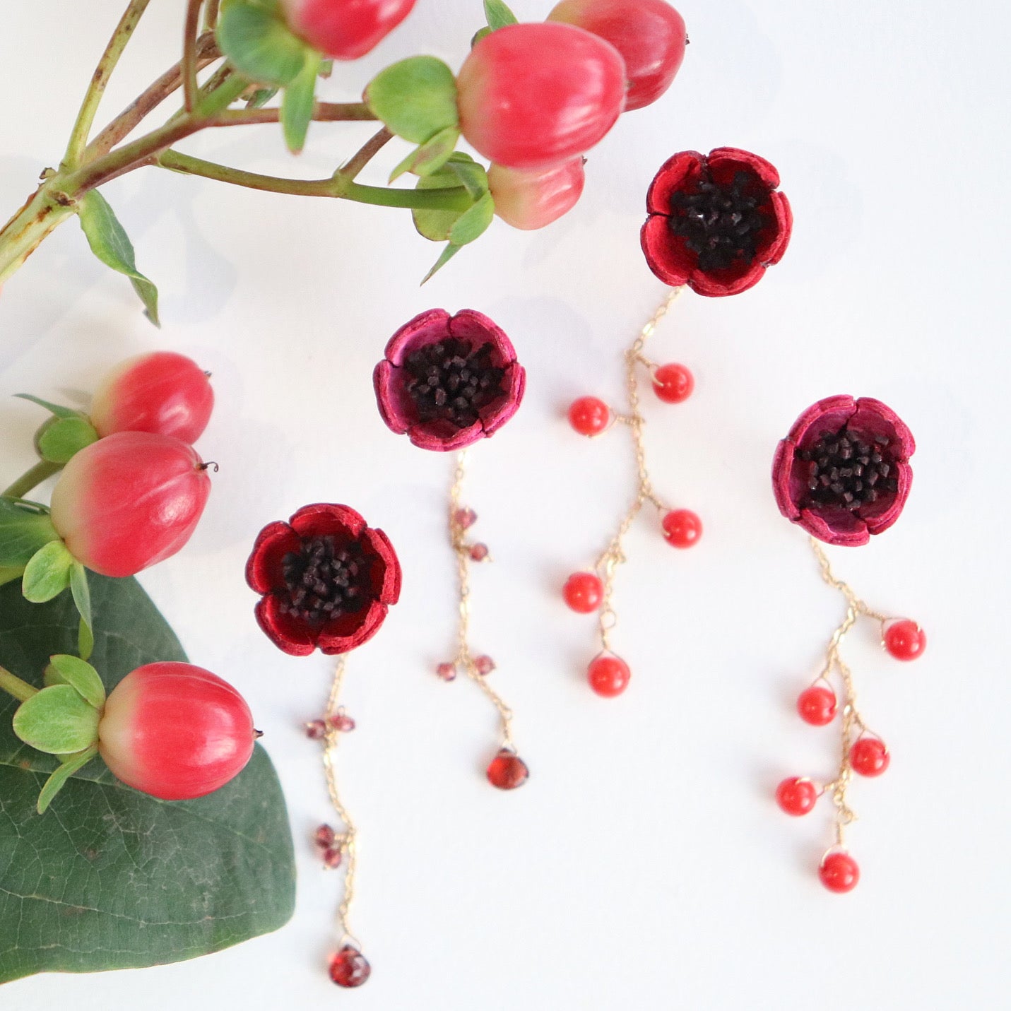 AKANE ピアス/イヤリング ガーネット/2Colors